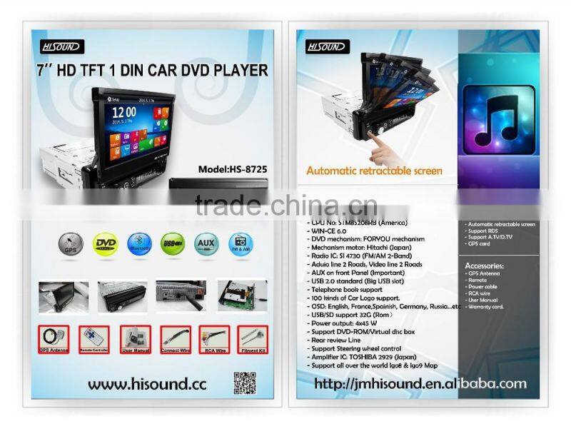 1din 7inch touch screen car dvd radio gps navigation with bluetooth