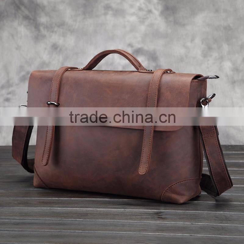 mens vintage 100% genuine leather shoulder messenger bag