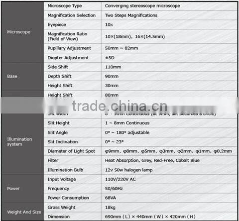 KT-66A digital camera slit lamp with CE