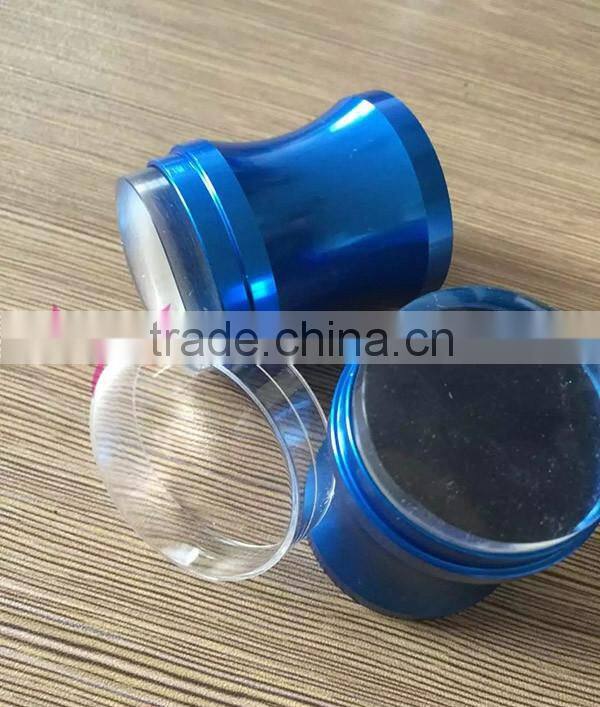 China factory selling 3.8cm stamper head,blue metal clear jelly stamper for nail
