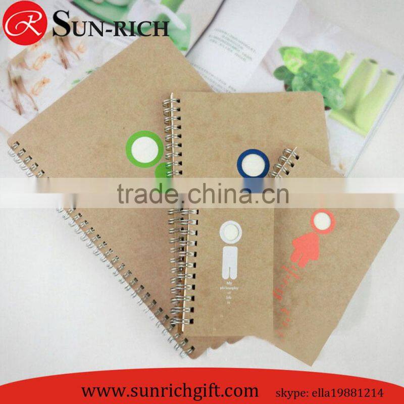 Crraft paper cover cheap bulk spiral notepad with pen for promotion