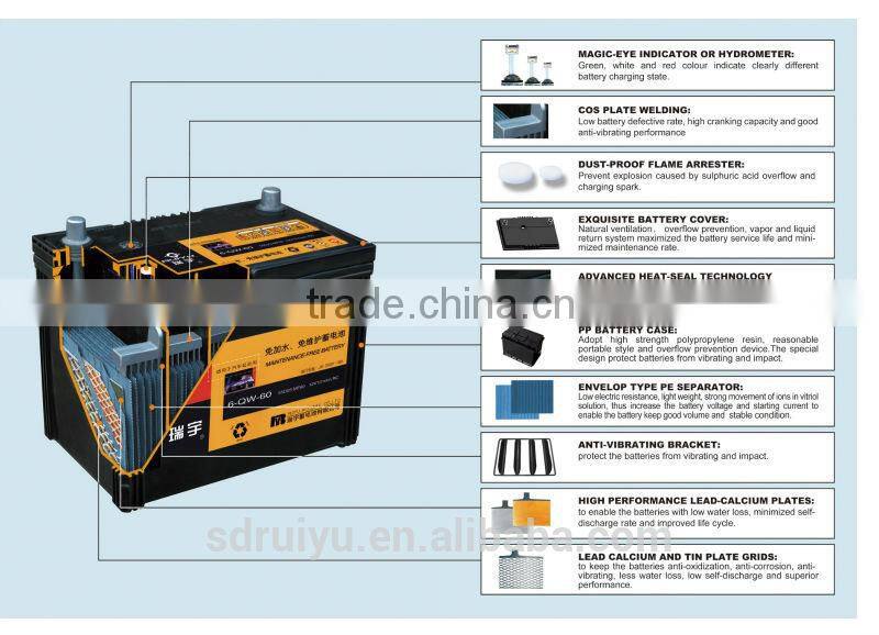 Japanese standard smf lead acid battery for start--NX100-6--12 V 50Ah