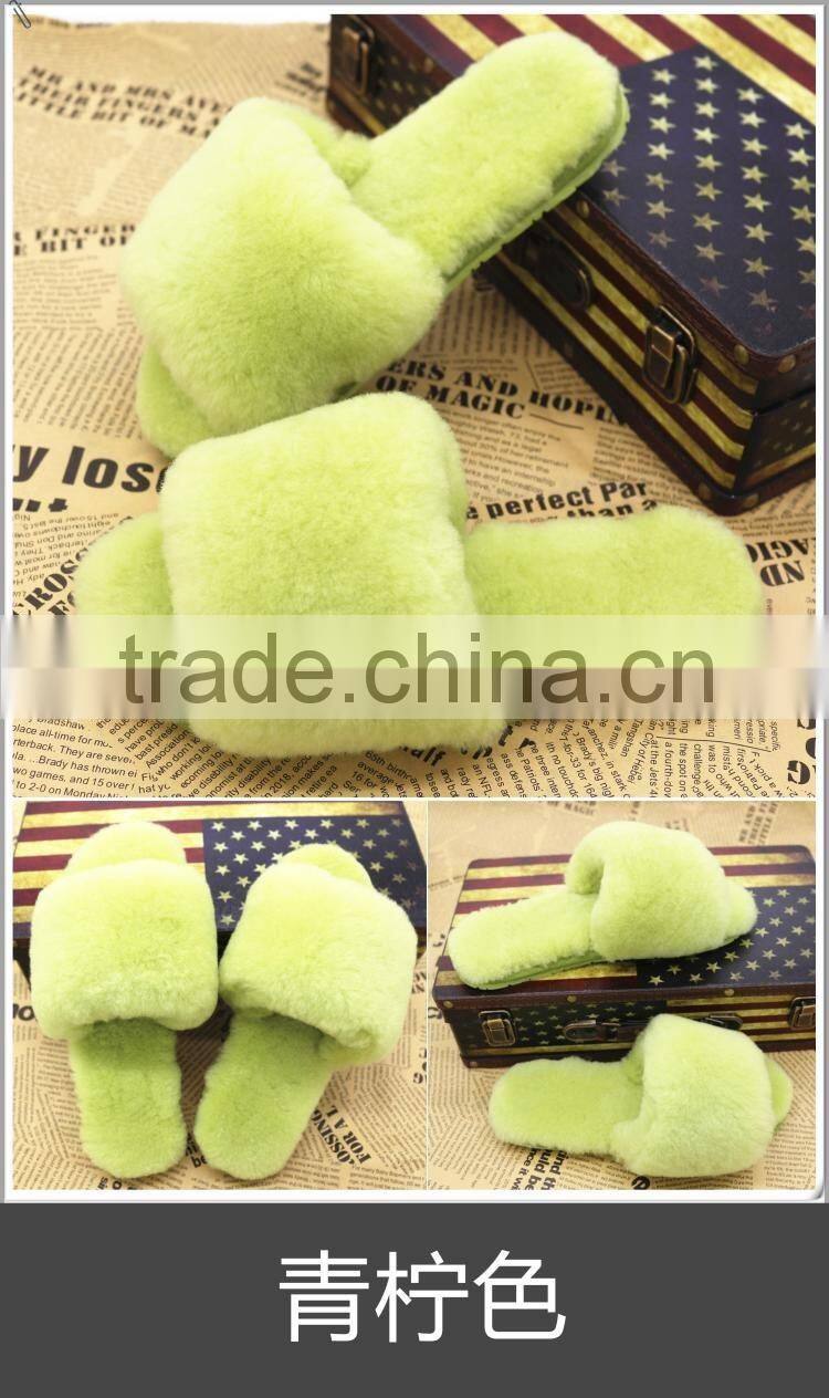 Wholesale Fashion Genuine rex rabbit Fur Slap on Real Fur Trim Shoes