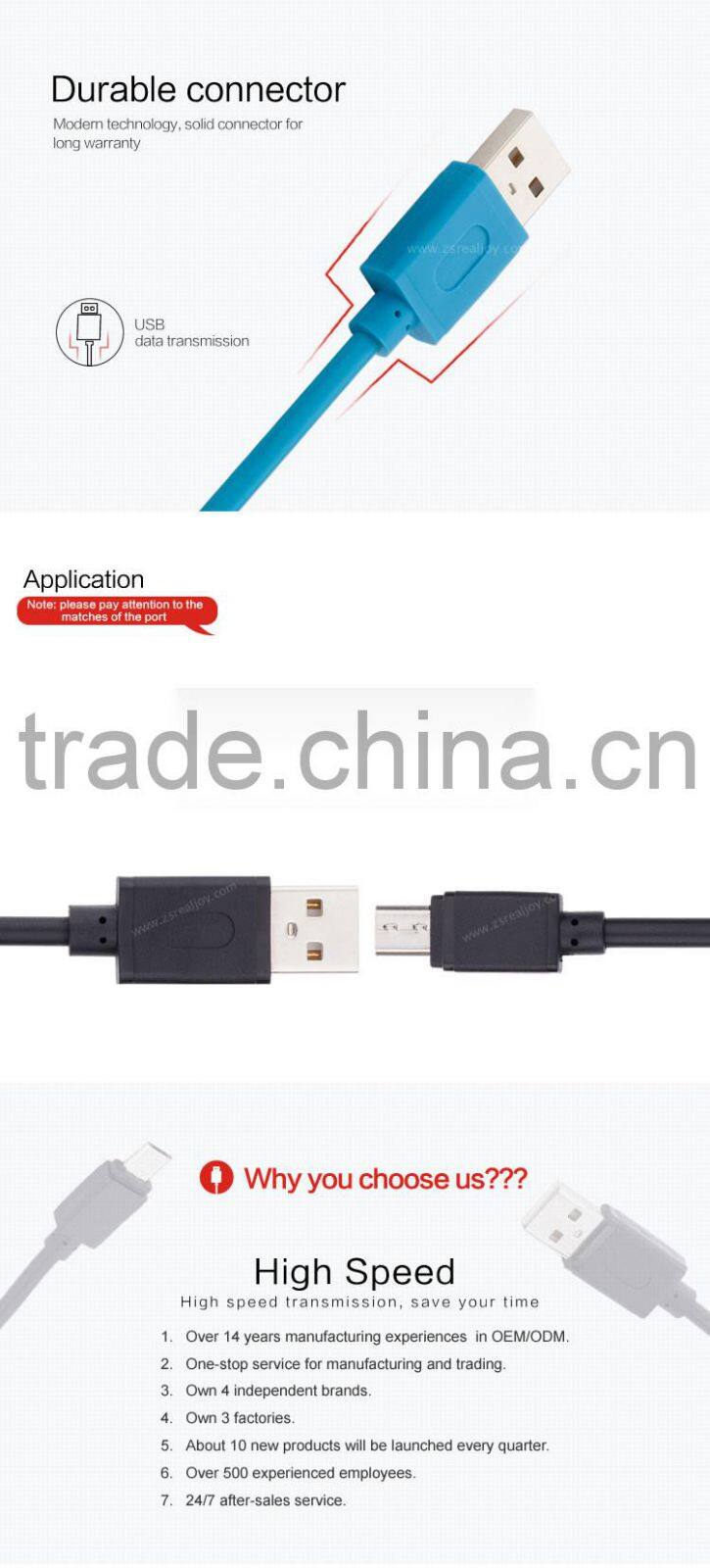 New 0.2m/1m/2m/3m Sample order mix color zinc alloy Smartphone braided charging data micro 2.0 usb cable