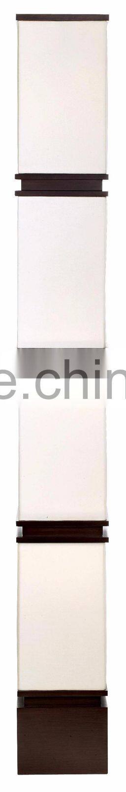 1026-5 glass reflector bowl deep coffee wood accents white linen shades bold lighting style Floor Lamp