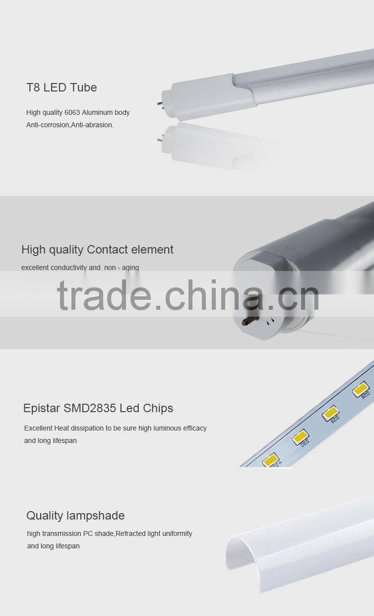8w 12w 18w Epistar t8 led tube with CE FCC ROHS