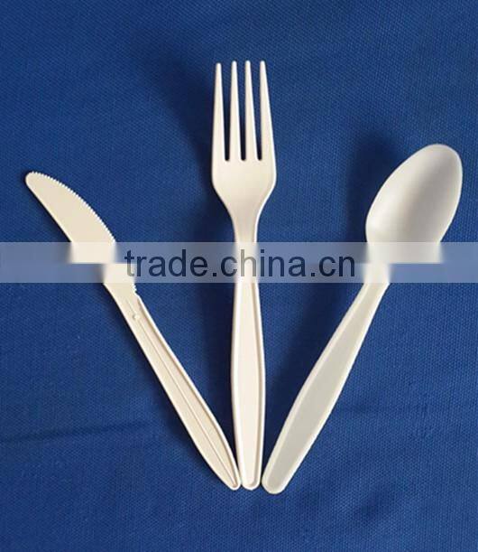 beige ps material plastic cutlery