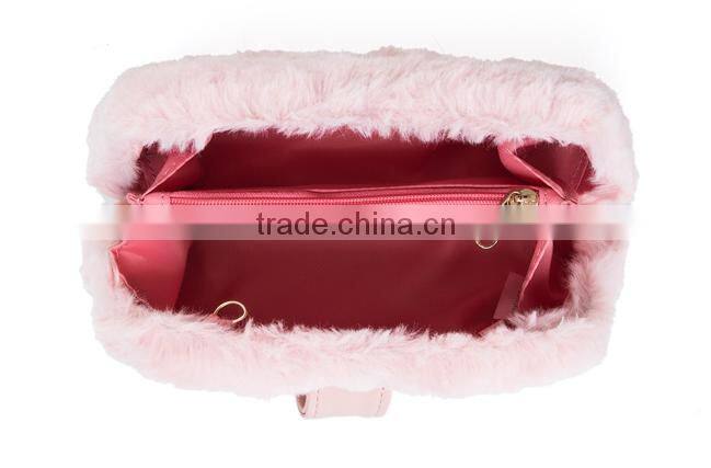 Pink young girl plush cross body bag Eco friendly fabric