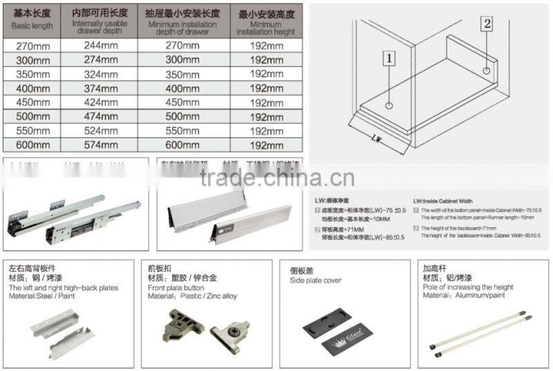 Hardware Product Extension Damping Drawer Slide
