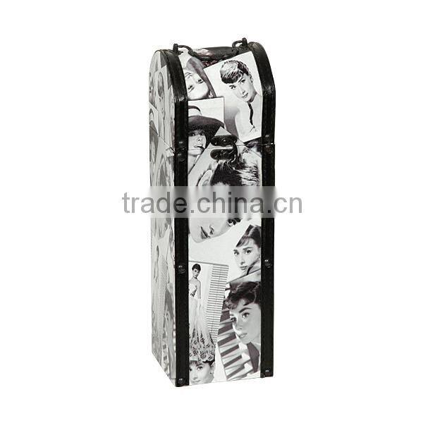 Decorative canvas wooden storage wine box