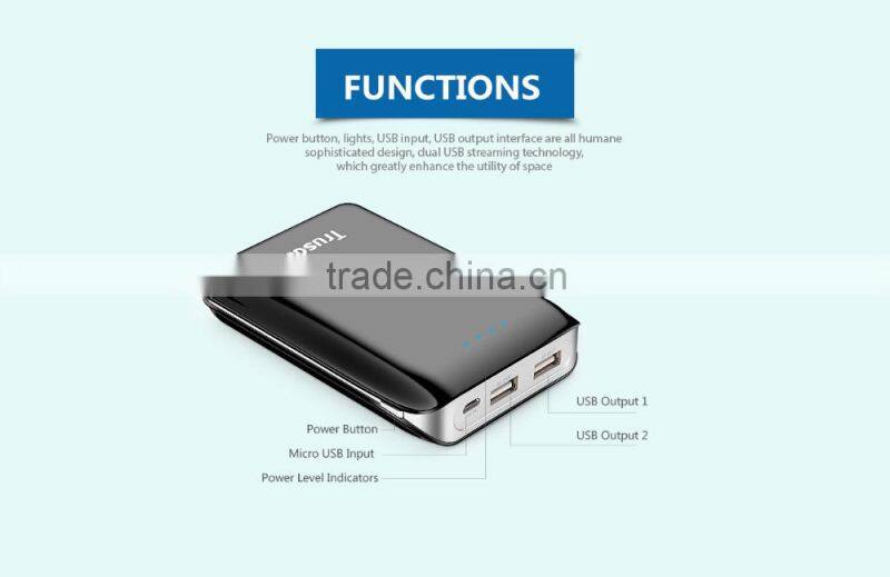 TRUSDA Hot selling Travel Gift High capacity Li-ion battery Power bank 15600mAh with 2 USB Ports mobile charger