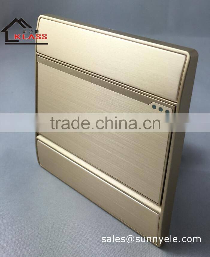 British style brushed aluminum golden 15A switched socket