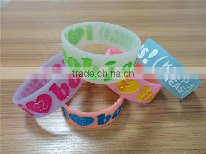 Personalized silicone bracelets , cheap rubber silicone wrist bands , screen printing silicone rubber band