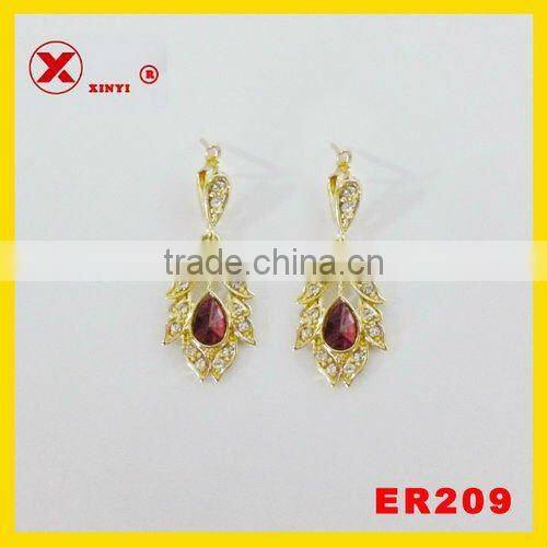 single stone cheap chinese red stone earring designs