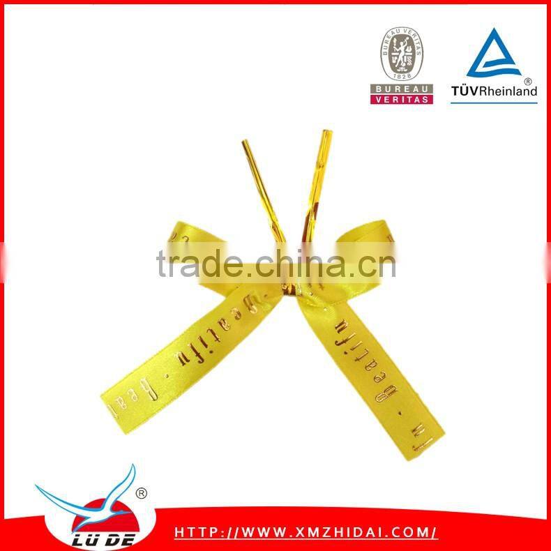2015 Wholesale satin pre-tied ribbon bows for gift packing