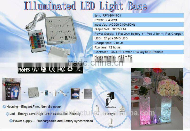 New square color changing led centerpiece light office table decoration