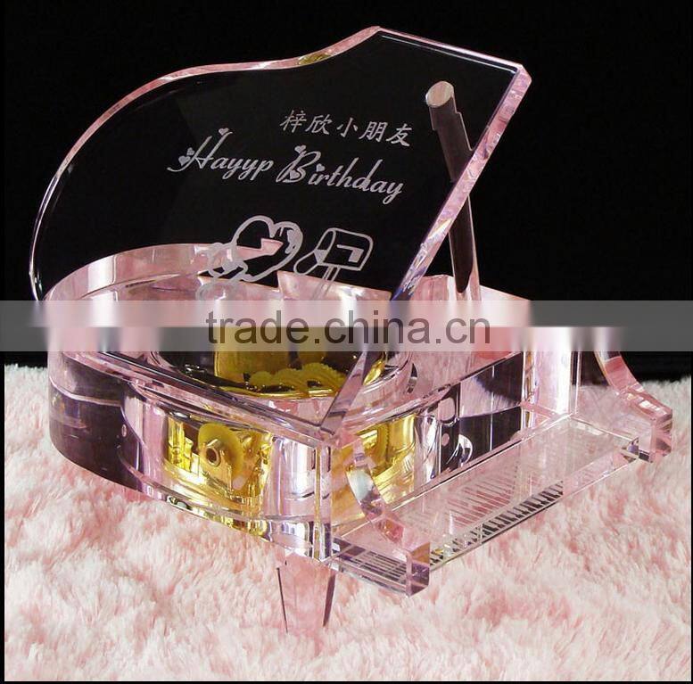 Hot Sale Fashional clear Crystal Piano for Wedding Souvenirs