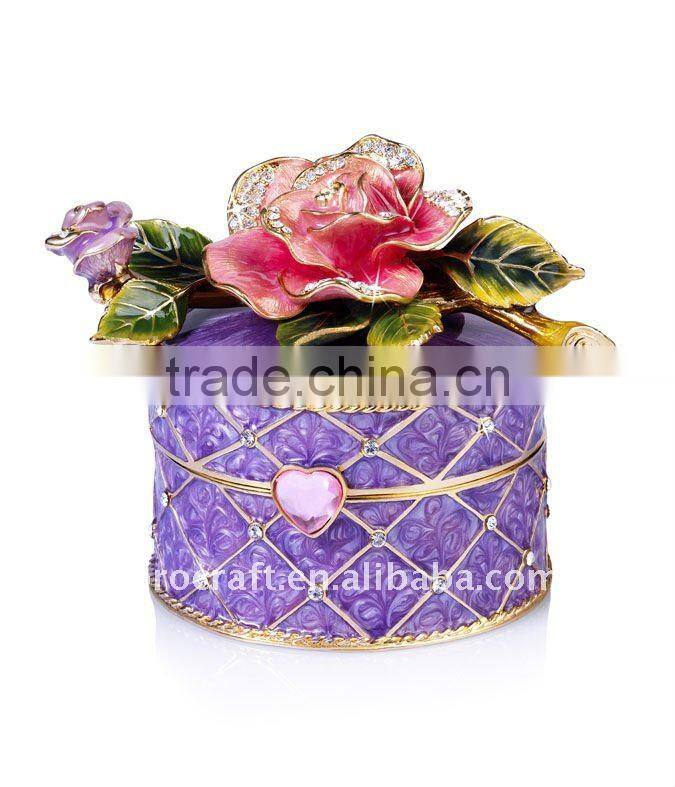 rose design jewel case jewellery box wedding gift pewter box home decoration