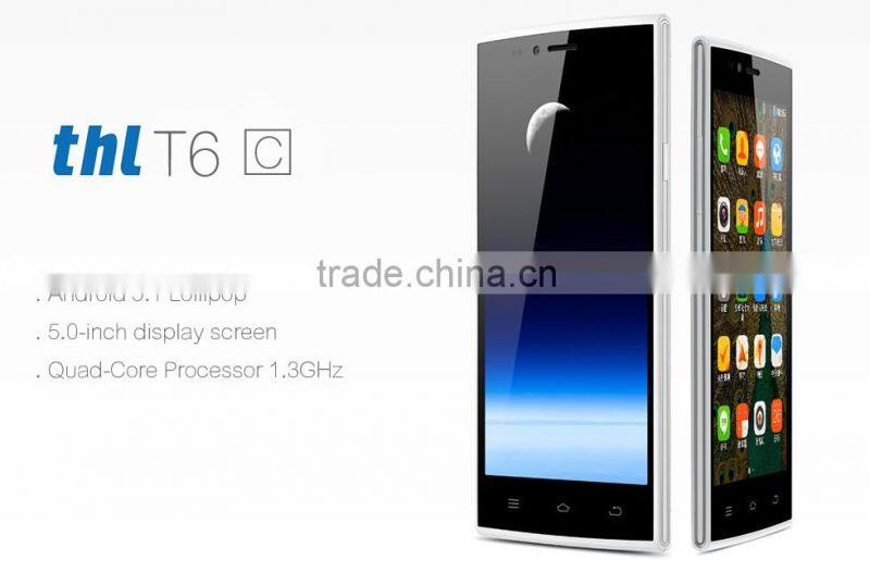 New Arrival 100% Original MTK6580 Quad Core Android 5.1 5 Inch IPS 1GB 8GB 5MP Camera WIFI GPS Unlocked 3G Smartphone THL T6C