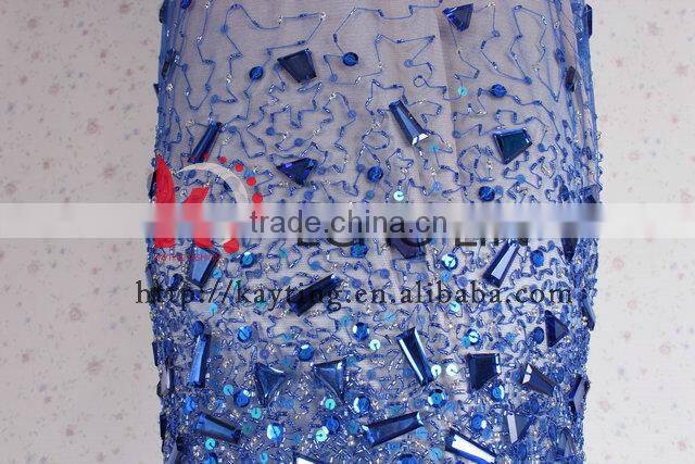 Magnificent Cap Sleeve Transparent Fishtail Beaded Bling Long Lebanon Evening Dress