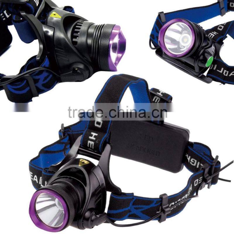 1800 Lm XM-L T6 Focus LED Headlamp Headlight Head Torch Lamp Front Lamp Camping Hiking Light With AC Charger + Car Charger