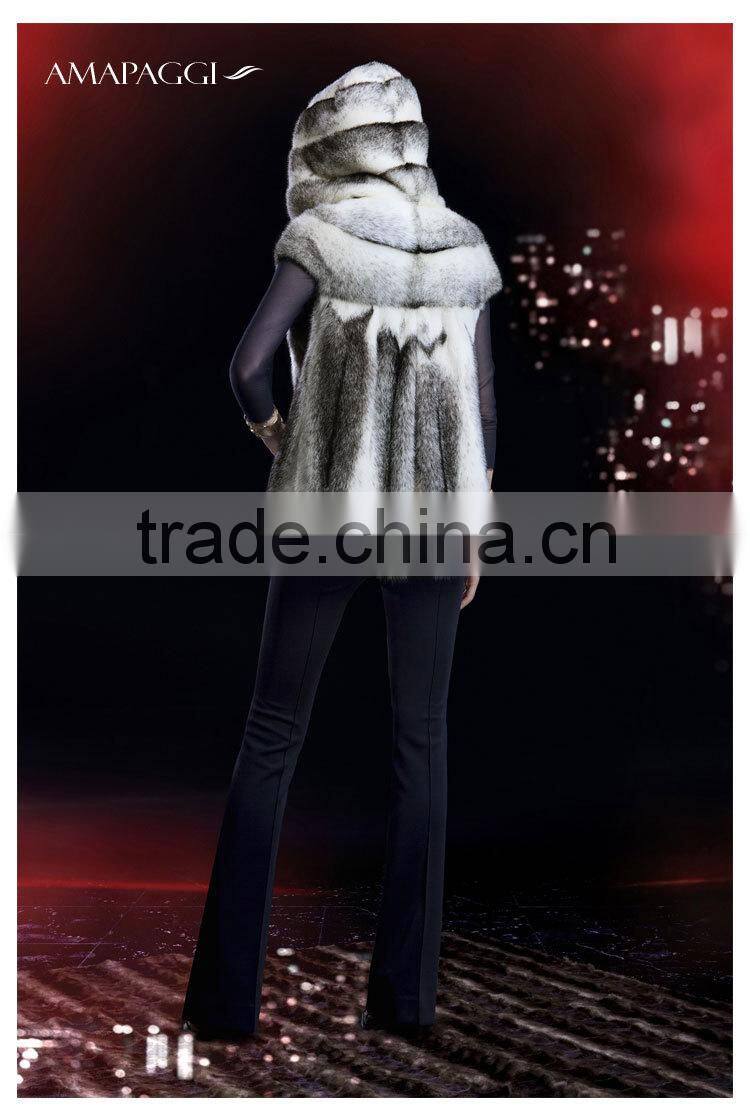 regular length winter women black cross mink fur coat with hat