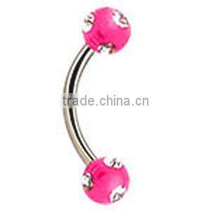 fashion Stainles steel multi gems neon ball eyebrow body jewelry
