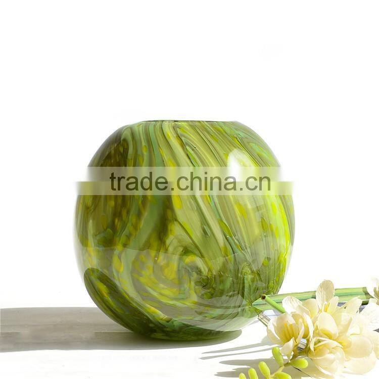 Fashion design handmade wood grain pattern decorative circular glass vase