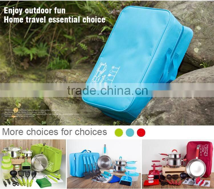 hot sale popular 23 pcs stainless steel cookware camping