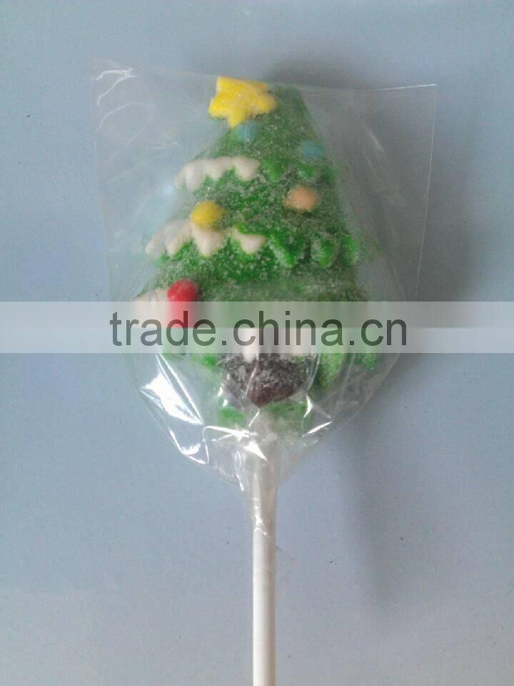 Santa Shaped Sugar Coated Wholesale Marshmallow Lollipop