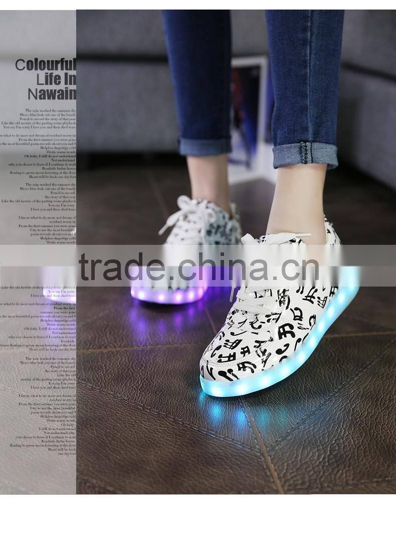 new unise luminous shoes men & womenNewest design unisex USB charging wing pattern luminous LED shoes for adult