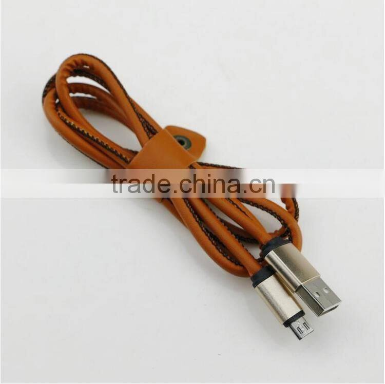 High Quality Colorful Leather Micro USB Data Line Charger Cable For Iphone5s 6 6splus Android Phones