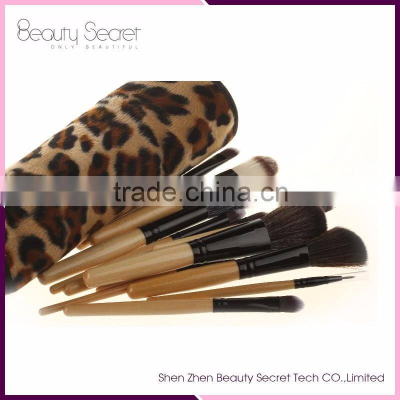 Wood Color Makeup Brush Kit 12pcs Per Set with Bag