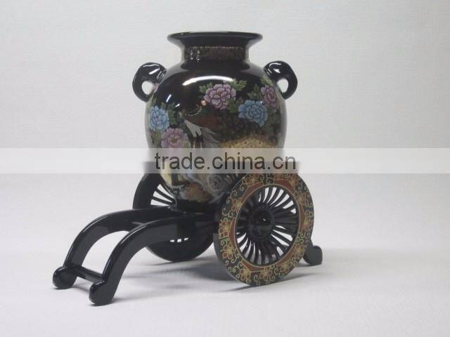Black Peacock Flower Vase with Cart