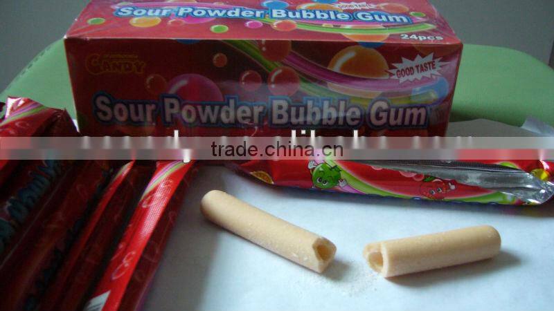 Bubble gum with sour powder
