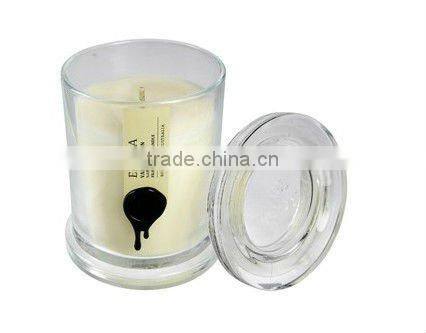200ml best pice clear glass candlestick jar/round shaped clear glass wax empty jar