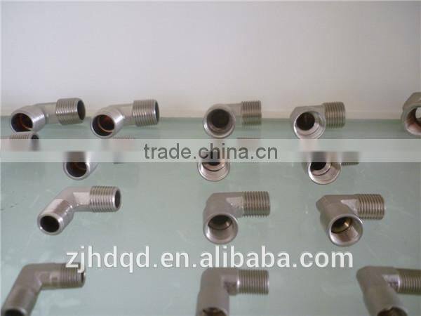 L-type connector male thread , forged brass connector , NPT BSP thread .