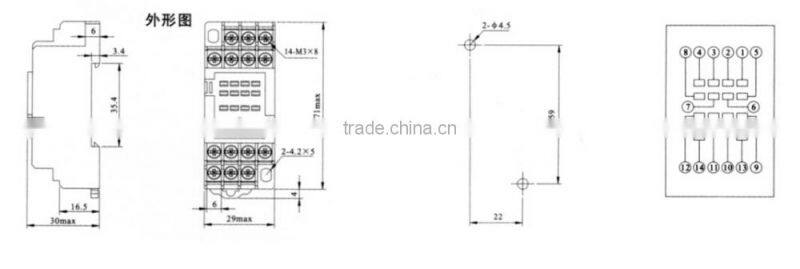 HEIGHT Hot Sale PYF14A Relay Socket / 17pin Relay Socket/General relay socket with High Quality Factory Price