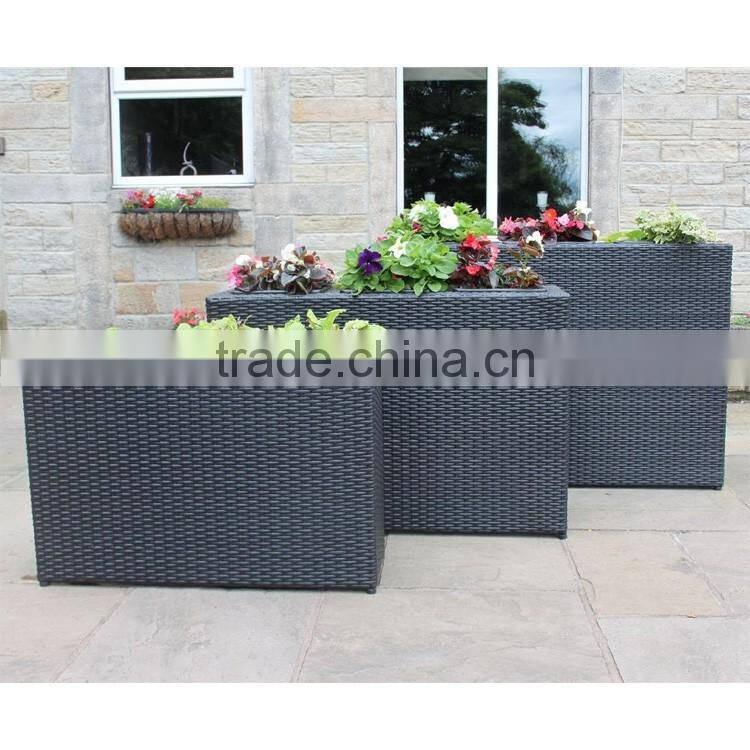 Wholesale tall rectangular shape outdoor patio rattan planter boxes