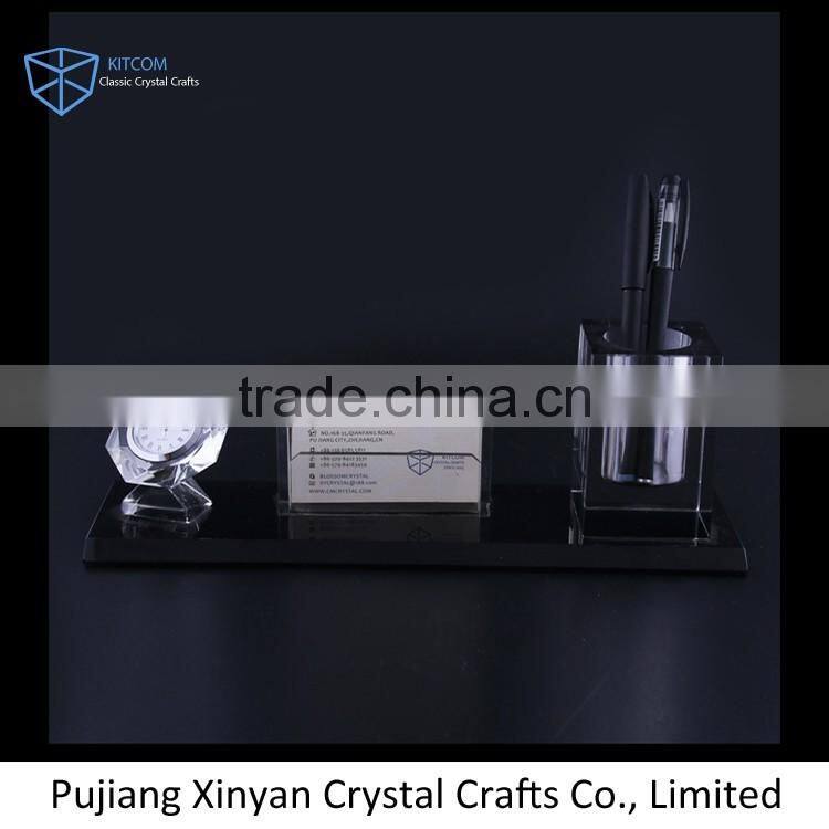 Newest factory sale stylish desktop engraved business crystal card holder