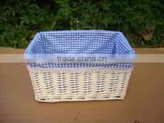 White miniture willow storage hamper with fabric