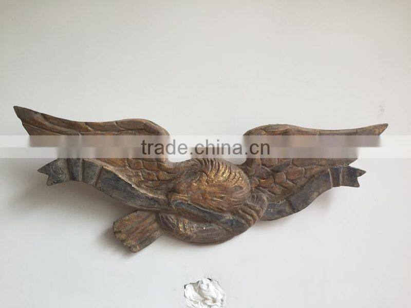 Antique wooden carving eagle wall relief decoration