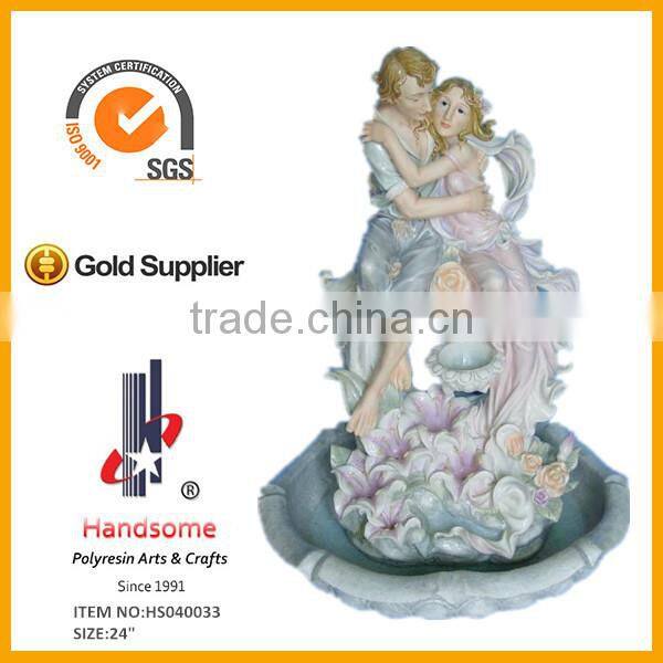 Resin indoor water fountains for home decor with two figurines