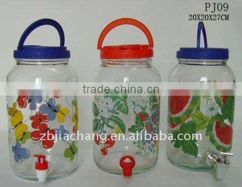 big glass juice jars with tap PJ09