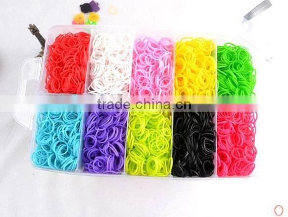 High Quality Rubber Loom Band Kit Kids DIY Bracelet Silicone Crazy Loom Bands 3 layers Box Family Loom Kit Set Refills