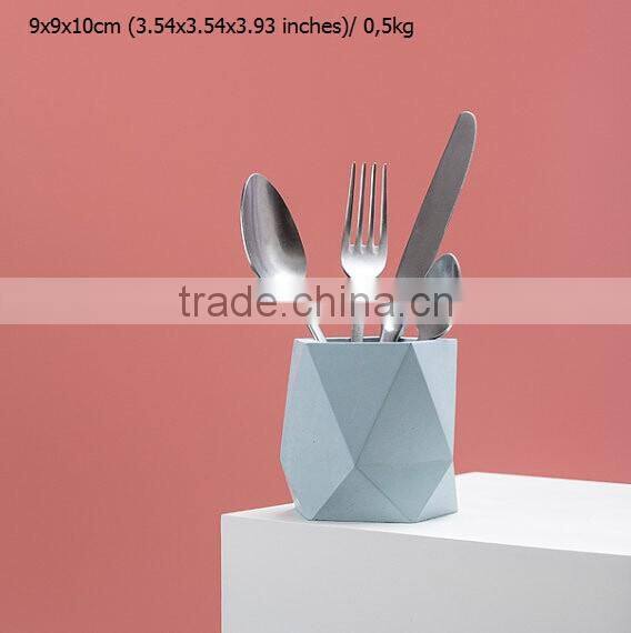 kitchen accessories geometric Storage tank Dark grey Concrete cutlery holder
