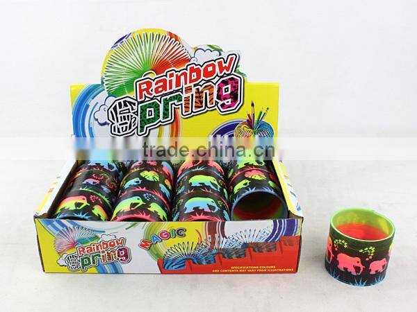 hot sale promotional plastic rainbow spring with printed elephant toys for kids/promotional gift raibow circle