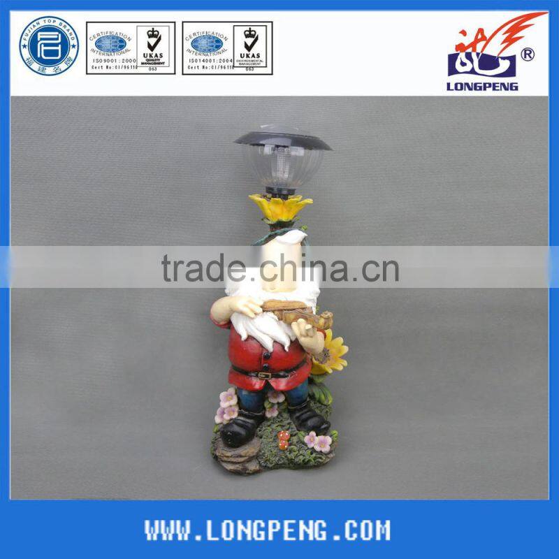 Antique Resin Garden Gnome/Dwarfs Statues,Solar Led Light for Garden Decoration