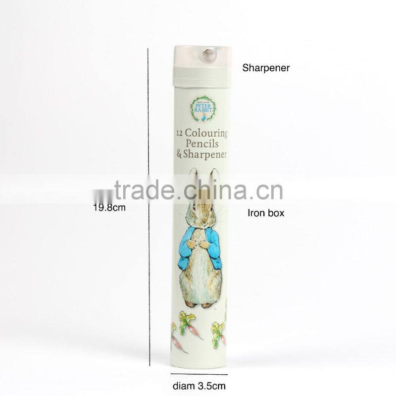 12 Colored pencils&Sharpener in Peter rabbit Painting Iron box