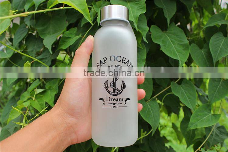 Frosted glass water bottle with cloth cover